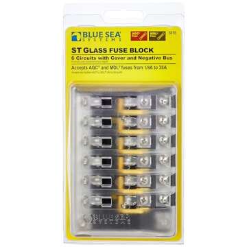 Blue Sea Systems 5015 Fuse Block AGC 6-CIR W/Ground , 3.5'' x 5.0''