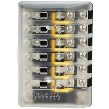 Blue Sea Systems 5015 Fuse Block AGC 6-CIR W/Ground , 3.5'' x 5.0''