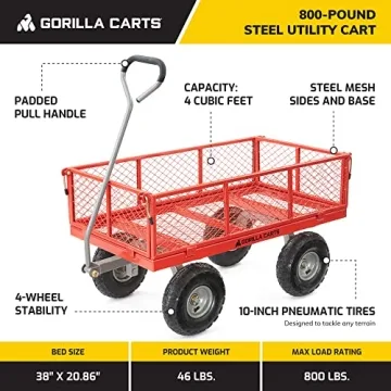 Gorilla Carts Heavy Duty Utility Cart for Garden Use