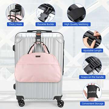 Exshoiu Luggage Hook Strap, J Hook for Luggage Strap Flight Attendant with Hands Free, Adjustable Tr...