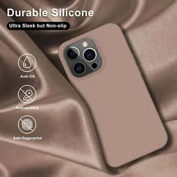 bemal for iPhone 14 Pro Case with Screen Protector - Slim Fit Liquid Silicone - Soft Microfiber Lining - Designed for Women and Girls - Shockproof Protective Phone Cover-Light Brown