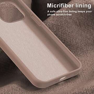 bemal for iPhone 14 Pro Case with Screen Protector - Slim Fit Liquid Silicone - Soft Microfiber Lining - Designed for Women and Girls - Shockproof Protective Phone Cover-Light Brown