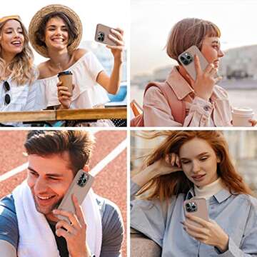 bemal for iPhone 14 Pro Case with Screen Protector - Slim Fit Liquid Silicone - Soft Microfiber Lining - Designed for Women and Girls - Shockproof Protective Phone Cover-Light Brown