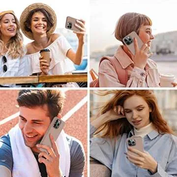 bemal for iPhone 14 Pro Case with Screen Protector - Slim Fit Liquid Silicone - Soft Microfiber Lining - Designed for Women and Girls - Shockproof Protective Phone Cover-Light Brown