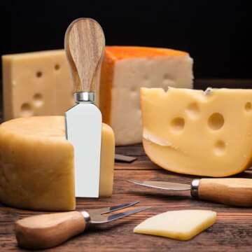 9 Pack Cheese Knives Set - Acacia Wood Charcuterie Utensils for Cheese