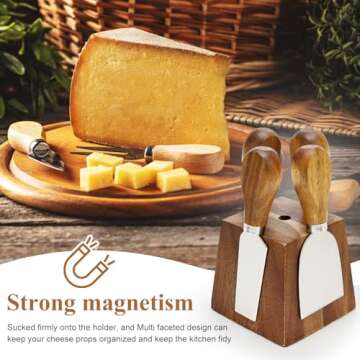9 Pack Cheese Knives Set with Acacia Wood Holder