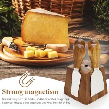 9 Pack Cheese Knives Set with Acacia Wood Holder