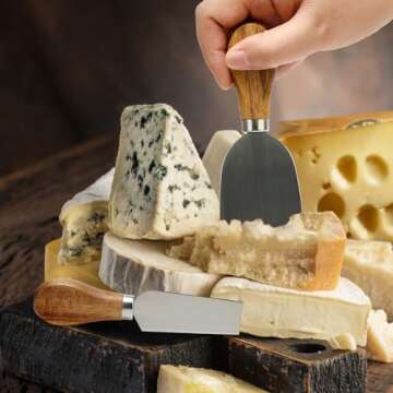 9 Pack Cheese Knives Set with Acacia Wood Holder