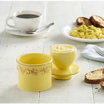 Butter Bell - The Original Butter Bell crock by L Tremain, a Countertop French Ceramic Butter Dish Keeper for Spreadable Butter, Antique Collection, Goldenrod