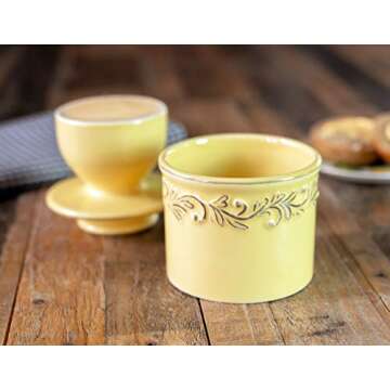 Butter Bell - The Original Butter Bell crock by L Tremain, a Countertop French Ceramic Butter Dish Keeper for Spreadable Butter, Antique Collection, Goldenrod