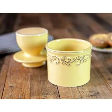 Butter Bell - The Original Butter Bell crock by L Tremain, a Countertop French Ceramic Butter Dish Keeper for Spreadable Butter, Antique Collection, Goldenrod