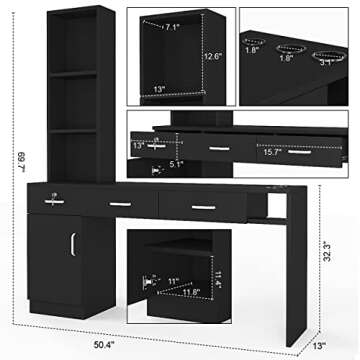 Paddie Barber Salon Station Wall Mount Hair Styling Salon Equipment Set Beauty Spa Furniture Set, Lo...