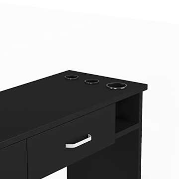 Paddie Barber Salon Station Wall Mount Hair Styling Salon Equipment Set Beauty Spa Furniture Set, Lockable Left Shelf, Mirror not Included(Black)