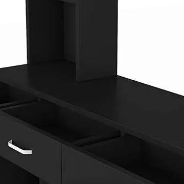 Paddie Barber Salon Station Wall Mount Hair Styling Salon Equipment Set Beauty Spa Furniture Set, Lockable Left Shelf, Mirror not Included(Black)