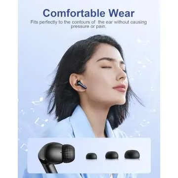 HUIFU Ear Buds Wireless Earbuds - Bluetooth Headphones 40H Playtime LED Display Deep Bass Stereo in-Ear Earphones with IPX7 Waterproof, Navy Blue