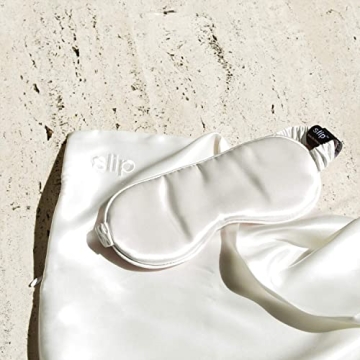 Slip Pure Silk Sleep Mask, White - Pure Mulberry 22 Momme Silk Eye Mask, Soft & Comfortable Sleeping Mask - Made with 'Anti-Aging Anti-Sleep Crease Anti-Bed Head' Slipsilk