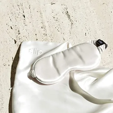 Slip Pure Silk Sleep Mask, White - Pure Mulberry 22 Momme Silk Eye Mask, Soft & Comfortable Sleeping Mask - Made with 'Anti-Aging Anti-Sleep Crease Anti-Bed Head' Slipsilk