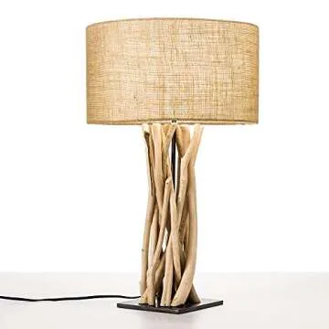 Modern Home Driftwood Nautical Wooden Table Lamp w/Block Base (Natural)