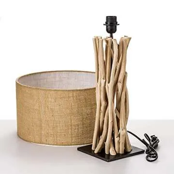 Modern Home Driftwood Nautical Wooden Table Lamp w/Block Base (Natural)