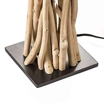 Modern Home Driftwood Nautical Wooden Table Lamp w/Block Base (Natural)