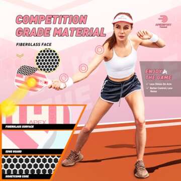 Pickleball Paddles Set of 2, USAPA Approved Lightweight Fiberglass Pickleball Set with 4 Pickleballs...