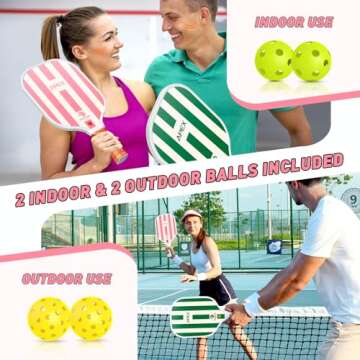 Pickleball Paddles Set of 2, USAPA Approved Lightweight Fiberglass Pickleball Set with 4 Pickleballs, 1 Pickleball Sling Bag, Pickleball Gifts for Women Men Beginners & Professional