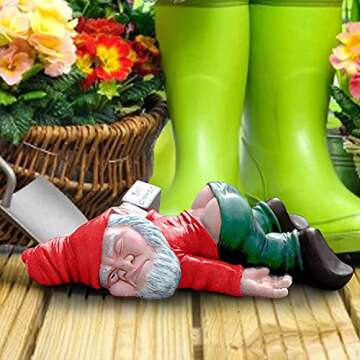 IcyAits Funny Drunk Dwarf Garden Gnome Statues Decoration, Creative Statue Resin Sculpture Novelty Gift for Outdoor Indoor Patio Yard Lawn Porch Ornament Decor
