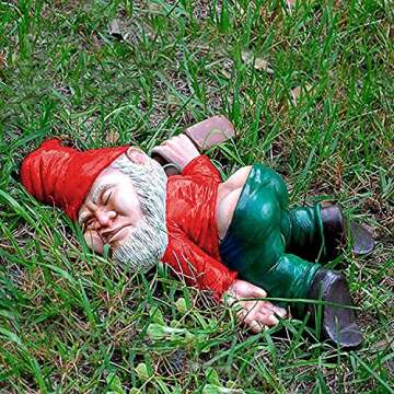 IcyAits Funny Drunk Dwarf Garden Gnome Statues Decoration, Creative Statue Resin Sculpture Novelty Gift for Outdoor Indoor Patio Yard Lawn Porch Ornament Decor