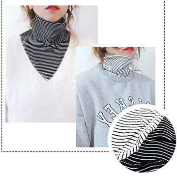 Joyci 2 Pack Solid Stripe Turtleneck Dickey Collar Wear Outer or in Sweater Hoodie High Neck Mock Co...