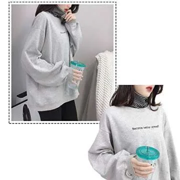 Joyci 2 Pack Solid Stripe Turtleneck Dickey Collar Wear Outer or in Sweater Hoodie High Neck Mock Collar