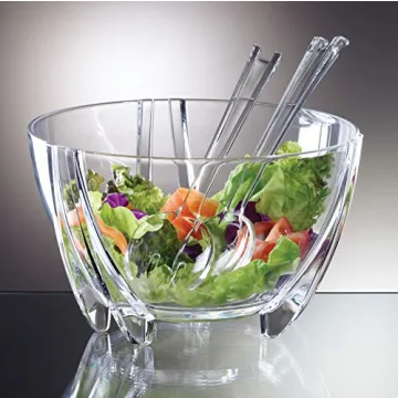Prodyne 6 Quart Clear Acrylic Salad Bowl & Servers