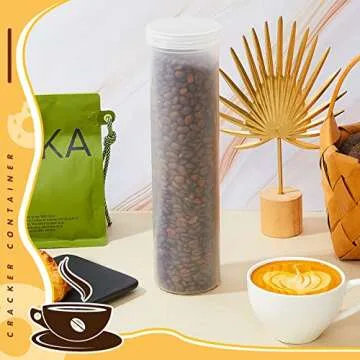 6 Pieces Round Cracker Containers Saltine Sleeve Storage Container Plastic Cracker Keeper with Lid Airtight Spaghetti Clear Cylinder Cookie Holder for Food Pantry Cereal Chips