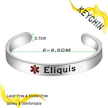 KEYCHIN Surgical Grade Steel Medical Alert ID Bracelet – Fashionable Yet Functional for Epilepsy &...