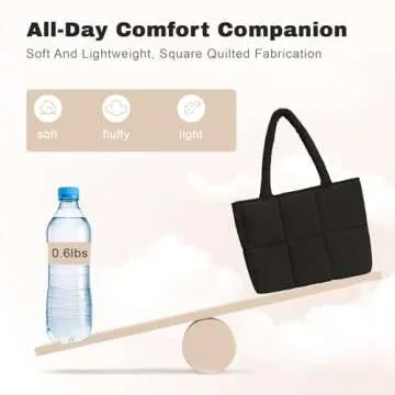 Restro Puffer Tote Bag for Women, Large Quilted Puffy Handbag Lightweight, Shoulder Handbag With Com...