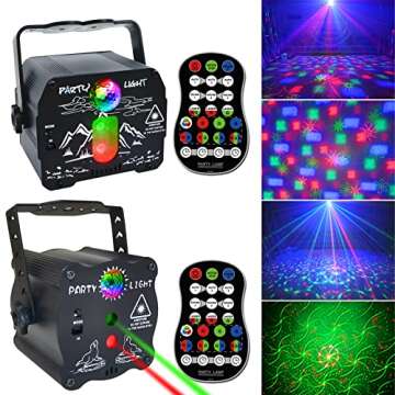 Party Lights, Mini Disco Ball DJ Light with Remote Control Stage, Portable Sound Activated Led Strobe Lamp for Indoor/Outdoor Parties Rave Xmas Halloween Club Decorations Show Home Bar
