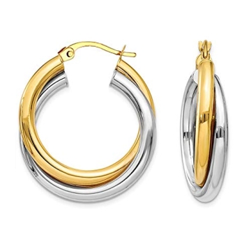 LeCalla Sterling Silver Chunky Hoop Earrings - Two-Tone Intertwining Design