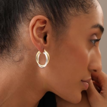 LeCalla Two-Tone Hoops Sterling Silver Earrings for Women