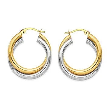 LeCalla Two-Tone Hoops Sterling Silver Earrings for Women