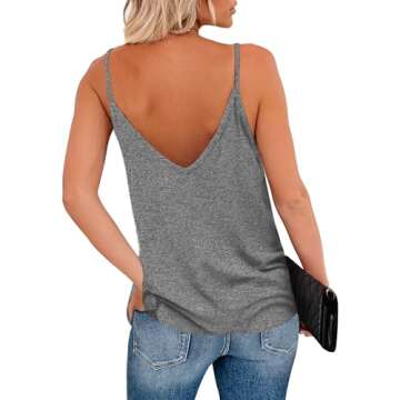 Zeagoo Womens V Neck Camisole Tank Top Strap Sleeveless T Shirt Casual Loose Vest Blouse Deep Grey