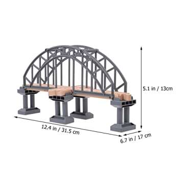 Train Bridge Model, Wooden Train Track Accessories Cross Railway Toys Train Scene Layout Props Toy f...