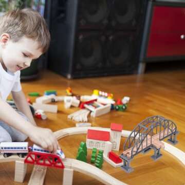 Train Bridge Model, Wooden Train Track Accessories Cross Railway Toys Train Scene Layout Props Toy for Kids Toddlers