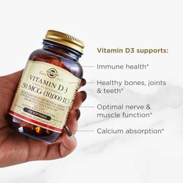 Solgar Vitamin D3 Softgels 250 MCG 10,000 IU - Immune Support