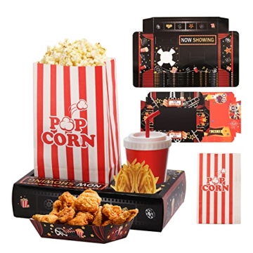 RIKICACA Movie Night Snack Trays and Accessories Kit for Family Fun and Parties