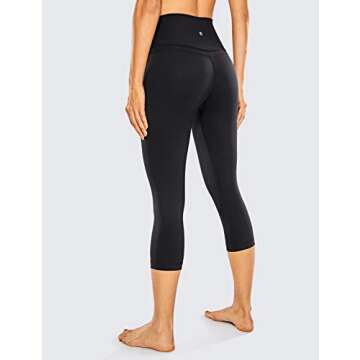 CRZ YOGA Women's Naked Feeling Workout Capris Leggings 19" - Gym Compression Tummy Control Yoga Capri Pants Black Small