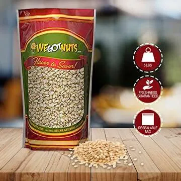 We Got Nuts White Hulled Sesame Seeds 5 Lbs (80oz) Bag | No Preservatives Added, Non-GMO, 100% Natur...