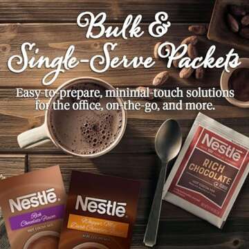 Nestle Hot Chocolate Packets, Hot Cocoa Mix, No Sugar Added and Fat Free, Bulk Pack, 0.28 oz Packet (Pack of 30)