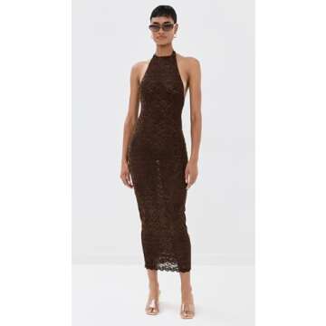 Elegance in Brown - Lioness Women’s Midi Dress - S