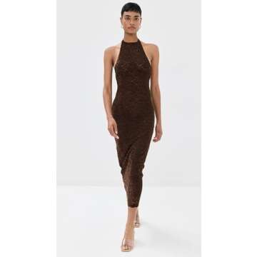 Elegance in Brown - Lioness Women’s Midi Dress - S
