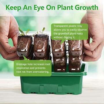 Fasezoomit 5 Packs Seed Starter Tray Seed Starter Kit with Humidity Dome Plant Seedling Starter Trays Indoor Greenhouse Seed Germination Station Kit for Seeds Growing Starting (12Cells Per Tray)