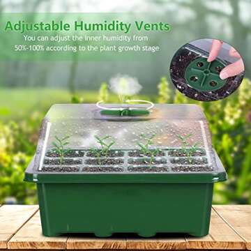 Fasezoomit 5 Packs Seed Starter Tray Seed Starter Kit with Humidity Dome Plant Seedling Starter Trays Indoor Greenhouse Seed Germination Station Kit for Seeds Growing Starting (12Cells Per Tray)